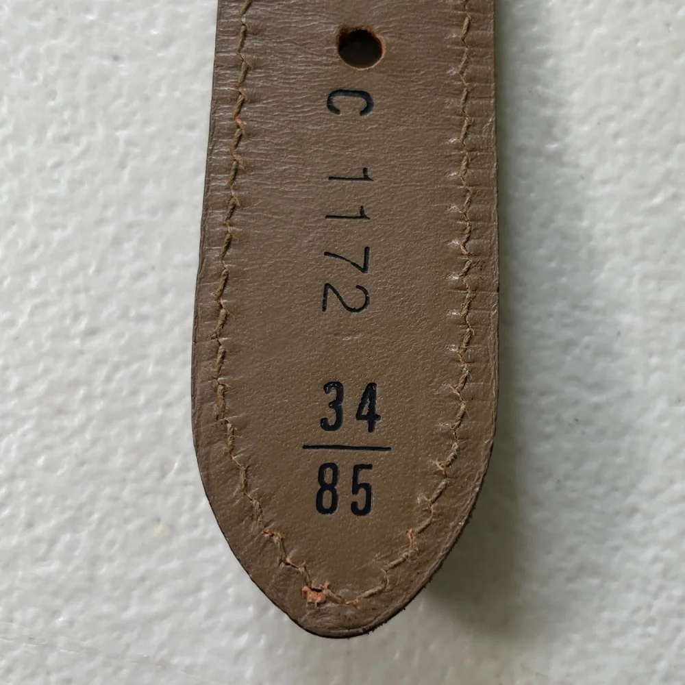 VTG Jaeger Woven Leather Belt Buckle Taupe Unisex Size 34” 90s Style Preppy Boho